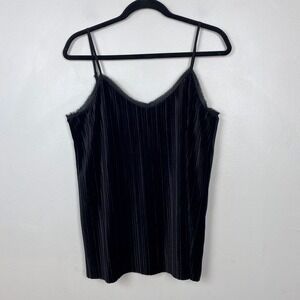 Dalia Black Velvet Ribbed Camisole Tank Top Whimsigoth Goth Going Out Top Size M